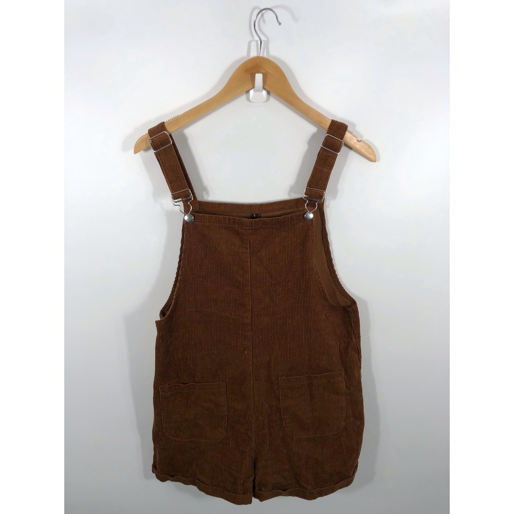 Corduroy Short Overalls Women S Brown 100% Cotton Goblincore Gremlincore Retro